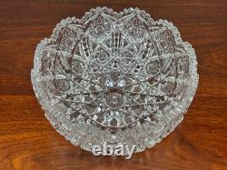 American Brilliant Period Deep Cut Glass Crystal Bowl Irving Juliette Pattern