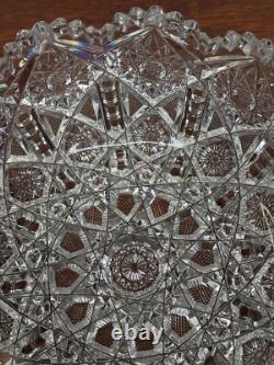 American Brilliant Period Deep Cut Glass Crystal Bowl Irving Juliette Pattern