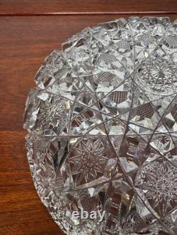American Brilliant Period Deep Cut Glass Crystal Bowl Irving Juliette Pattern