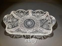 American Brilliant Period Heavy Cut Crystal Serving/Vanity Tray WithHandles