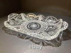 American Brilliant Period Heavy Cut Crystal Serving/Vanity Tray WithHandles