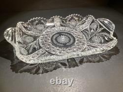 American Brilliant Period Heavy Cut Crystal Serving/Vanity Tray WithHandles