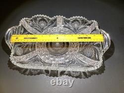 American Brilliant Period Heavy Cut Crystal Serving/Vanity Tray WithHandles