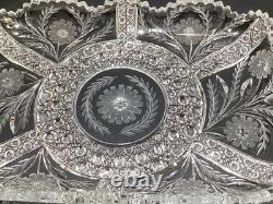 American Brilliant Period Heavy Cut Crystal Serving/Vanity Tray WithHandles