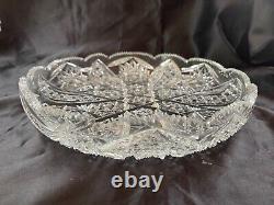 American Brilliant Period Heavy Sharp Deep Cut Crystal Shallow Bowl 11 Round
