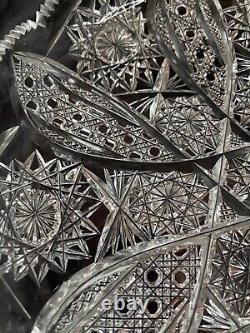 American Brilliant Period Heavy Sharp Deep Cut Crystal Shallow Bowl 11 Round