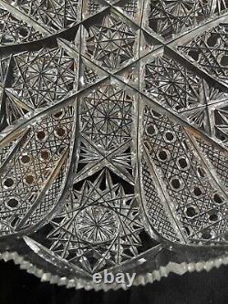 American Brilliant Period Heavy Sharp Deep Cut Crystal Shallow Bowl 11 Round