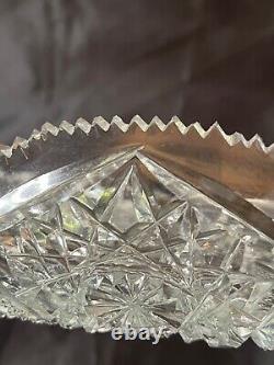 American Brilliant Period Heavy Sharp Deep Cut Crystal Shallow Bowl 11 Round