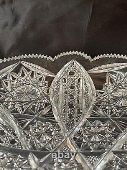 American Brilliant Period Heavy Sharp Deep Cut Crystal Shallow Bowl 11 Round