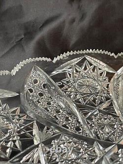 American Brilliant Period Heavy Sharp Deep Cut Crystal Shallow Bowl 11 Round
