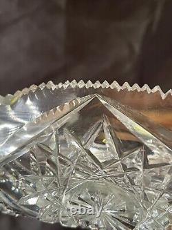 American Brilliant Period Heavy Sharp Deep Cut Crystal Shallow Bowl 11 Round
