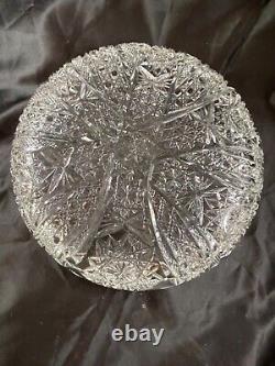 American Brilliant Period Heavy Sharp Deep Cut Crystal Shallow Bowl 11 Round