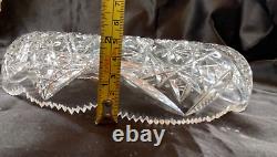 American Brilliant Period Heavy Sharp Deep Cut Crystal Shallow Bowl 11 Round