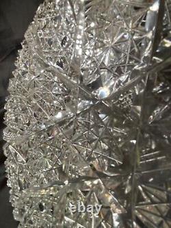 American Brilliant Period Heavy Sharp Deep Cut Crystal Shallow Bowl 11 Round