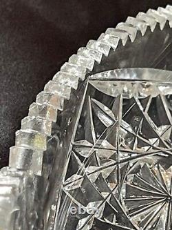 American Brilliant Period Heavy Sharp Deep Cut Crystal Shallow Bowl 11 Round