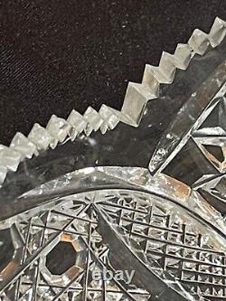 American Brilliant Period Heavy Sharp Deep Cut Crystal Shallow Bowl 11 Round
