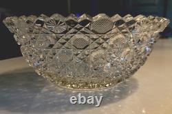 American Brilliant Period VTG 9 Cut Glass Bowl Lead Crystal, Harvard pattern
