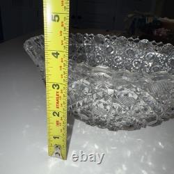 American Brilliant Period VTG 9 Cut Glass Bowl Lead Crystal, Harvard pattern