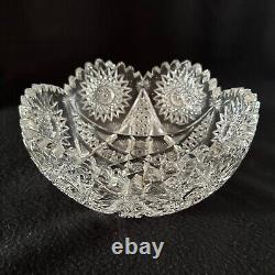 American Brilliant Period Very Clear Cut Crystal Glass Serving Bowl Dish ABP 8