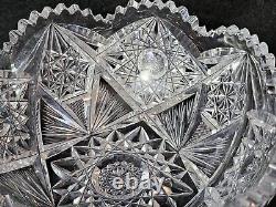 American Brilliant Saw Tooth Rim Cut Crystal Glass Bowl 8 1/4 Round