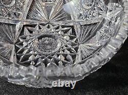 American Brilliant Saw Tooth Rim Cut Crystal Glass Bowl 8 1/4 Round