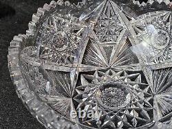 American Brilliant Saw Tooth Rim Cut Crystal Glass Bowl 8 1/4 Round