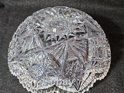 American Brilliant Saw Tooth Rim Cut Crystal Glass Bowl 8 1/4 Round