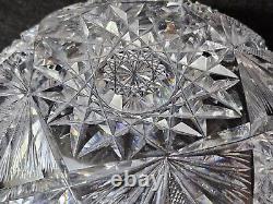 American Brilliant Saw Tooth Rim Cut Crystal Glass Bowl 8 1/4 Round
