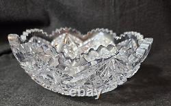 American Brilliant Saw Tooth Rim Cut Crystal Glass Bowl 8 1/4 Round
