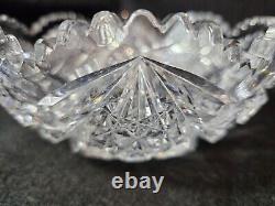 American Brilliant Saw Tooth Rim Cut Crystal Glass Bowl 8 1/4 Round