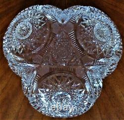 American Brilliant Triple Hobstar Jewel Cut Rare Trefoil Shape Low Bowl Hawkes