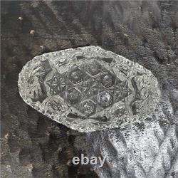 American Brilliant cut crystal glass bowl with hobstar pattern