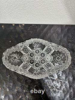 American Brilliant cut crystal glass bowl with hobstar pattern
