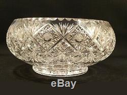 American Brilliant period compote bowl. Cut crystal. Hobstars. 8.5 pounds