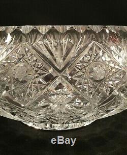 American Brilliant period compote bowl. Cut crystal. Hobstars. 8.5 pounds