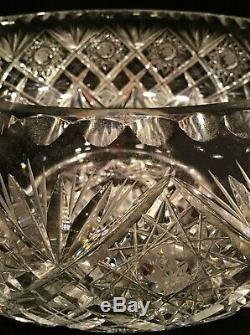 American Brilliant period compote bowl. Cut crystal. Hobstars. 8.5 pounds