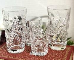 American Cut Crystal Juliette Tumblers and Liquor Glasses 2 Sizes 4 pcs