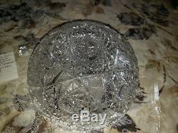 American Hobstar Pattern Brilliant Cut Circa 1860 Crystal Bowl 9 In