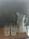 American brilliant cut glass Crystal Floral Jug Pitcher & 4 Tumbers Old Fashion