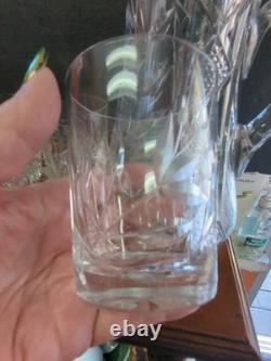 American brilliant cut glass Crystal Floral Jug Pitcher & 4 Tumbers Old Fashion