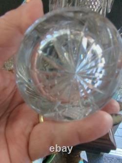 American brilliant cut glass Crystal Floral Jug Pitcher & 4 Tumbers Old Fashion