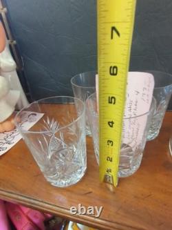 American brilliant cut glass Crystal Floral Jug Pitcher & 4 Tumbers Old Fashion