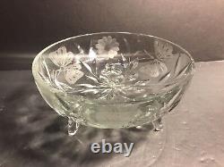 An Antique ABP American Brilliant Cut Crystal Footed Bowl/ Butterfly