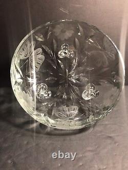 An Antique ABP American Brilliant Cut Crystal Footed Bowl/ Butterfly