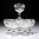 Anglo Irish Antique Cut Crystal Champagne Wine Glasses Square Base 6pc Lot C