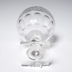 Anglo Irish Antique Cut Crystal Champagne Wine Glasses Square Base 6pc Lot C