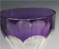 Antique 10 Bohemian Moser Crystal Hock Wine Glasses Goblet Colored Cut To Clear