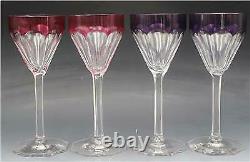 Antique 10 Bohemian Moser Crystal Hock Wine Glasses Goblet Colored Cut To Clear