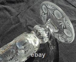 Antique 12 Cut Glass Crystal Vase etched ABP American Brilliant floral concave