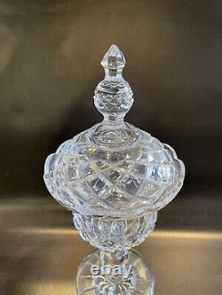 Antique 15 Clear Cut Glass Pedestal Compote Urn with Lid
